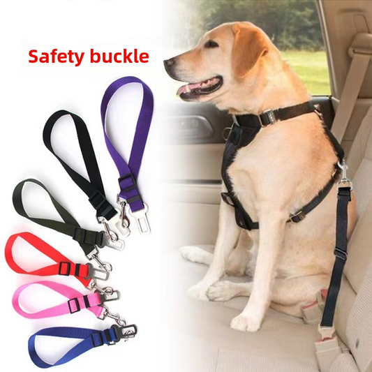 Dog Seatbelt Leash for Car Safety – Adjustable Travel Clip (Black, Pink, Blue, Red)