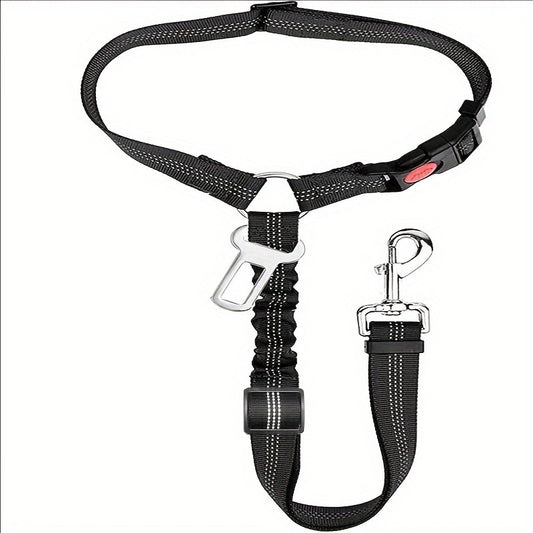 2-in-1  Dog Safety Seatbelt & Bungee Leash Adjustable + Anti-Shock for Safe, Comfortable Rides)