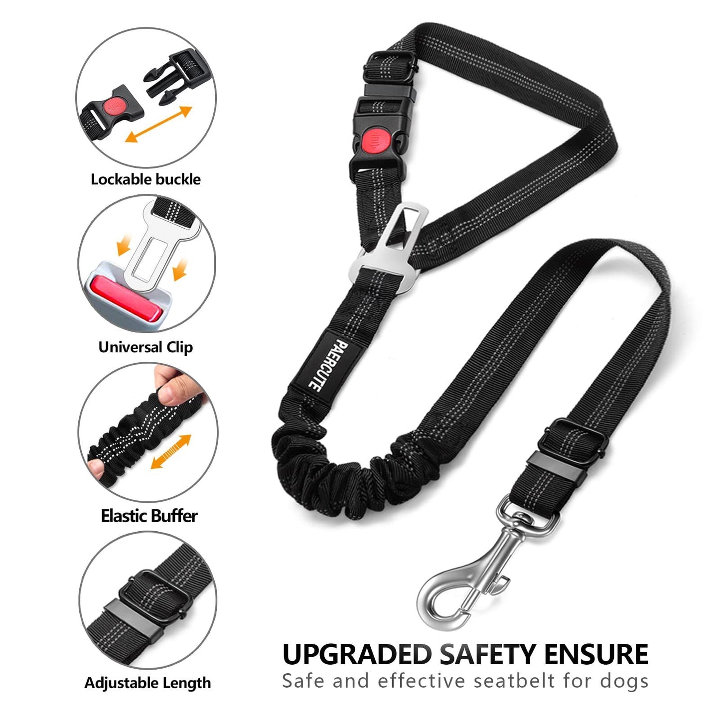 2-in-1  Dog Safety Seatbelt & Bungee Leash Adjustable + Anti-Shock for Safe, Comfortable Rides)