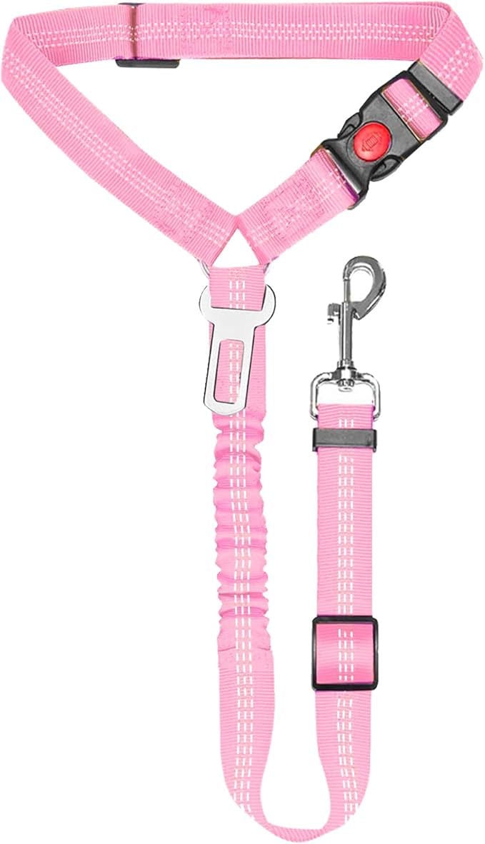 2-in-1  Dog Safety Seatbelt & Bungee Leash Adjustable + Anti-Shock for Safe, Comfortable Rides)