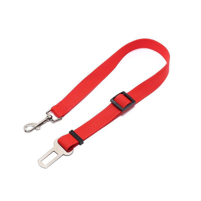 Dog Seatbelt Leash for Car Safety – Adjustable Travel Clip (Black, Pink, Blue, Red)