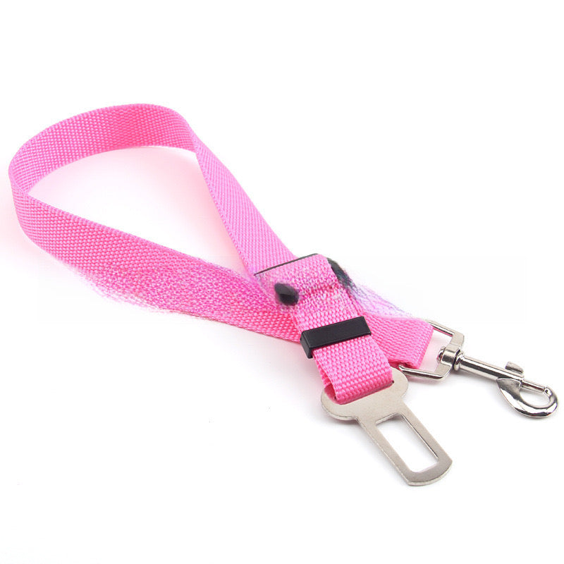 Dog Seatbelt Leash for Car Safety – Adjustable Travel Clip (Black, Pink, Blue, Red)