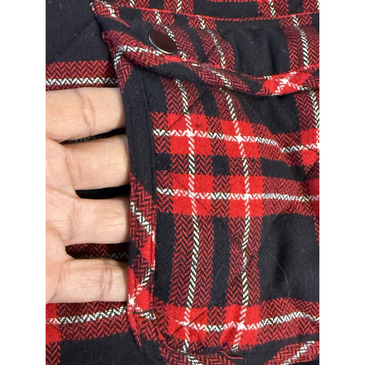 Cato Quilted Plaid Vest Red Black Cotton Zip Utility Pockets Outdoor XL