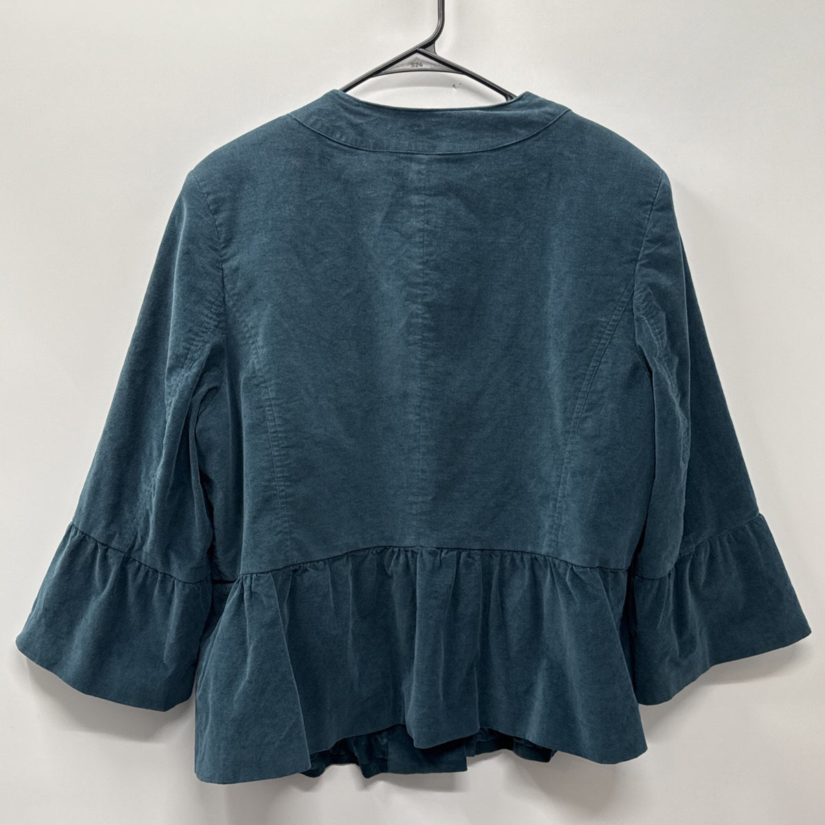 Style & Co Woman 18W Teal Stretch Corduroy Peplum Jacket Bell Sleeve