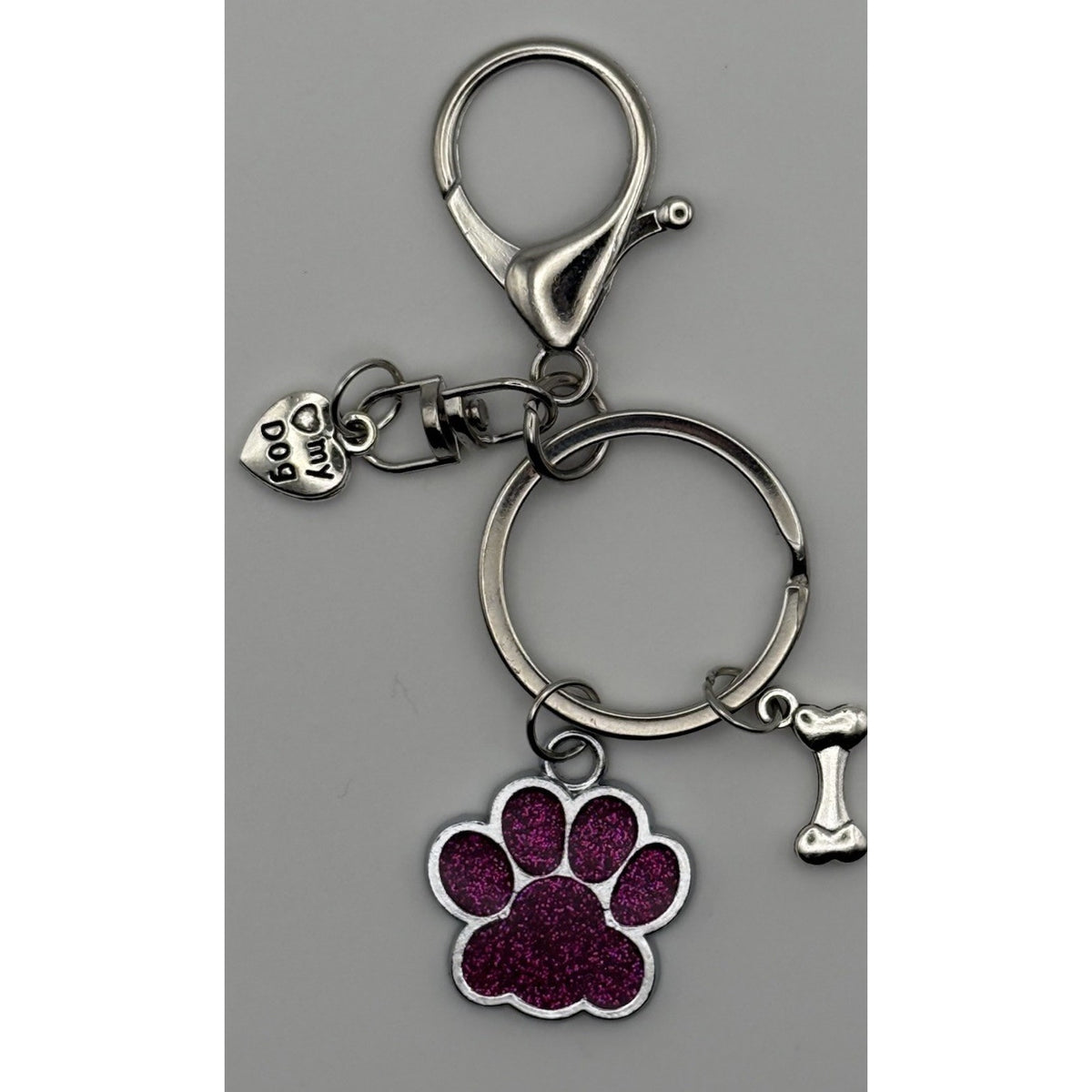 Wild Berry Spark Paw Glitter Dog Keychain Purse Charm Dog Mom Gift Handmade