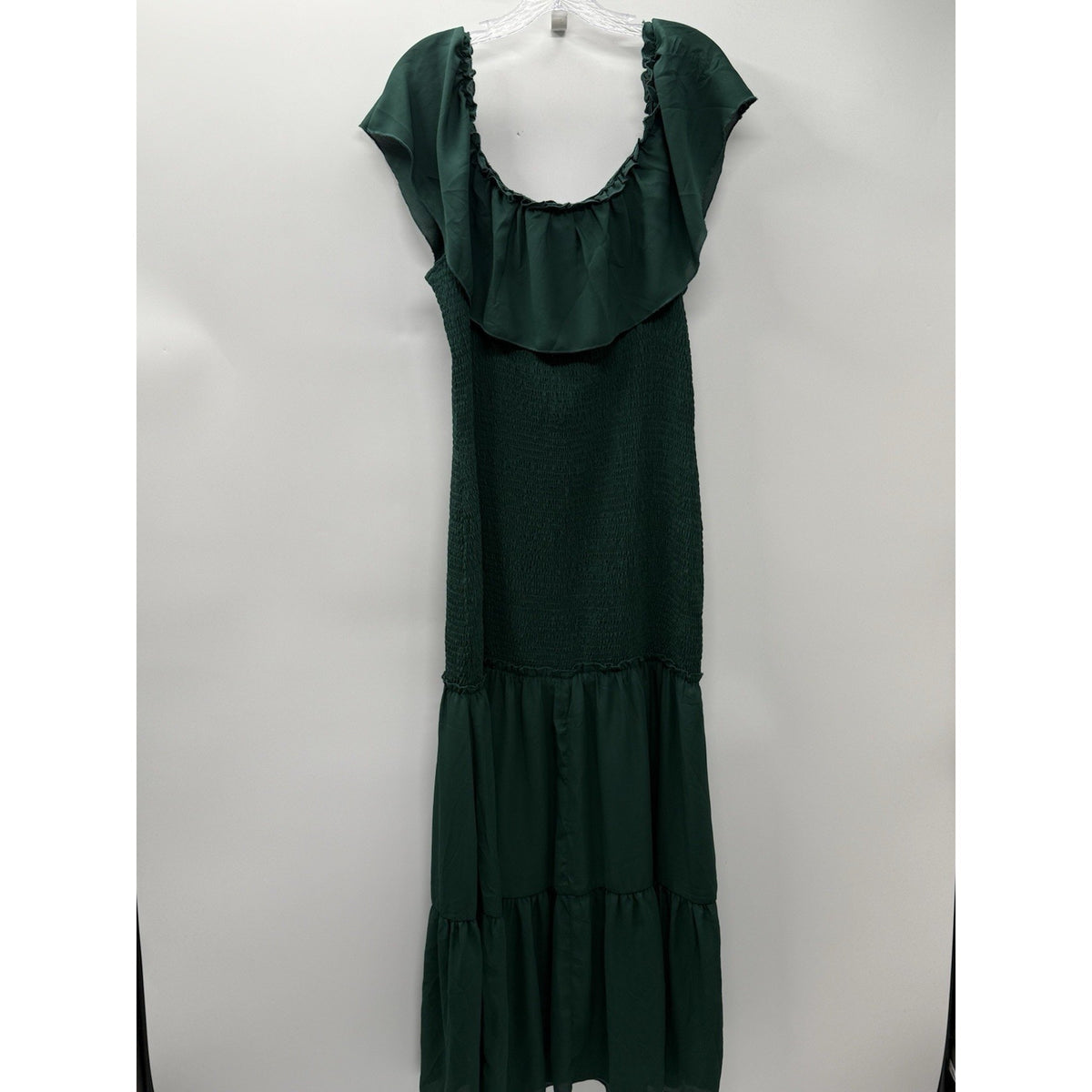 PrettyGarden Women’s XL Emerald Green Smocked Maxi Dress