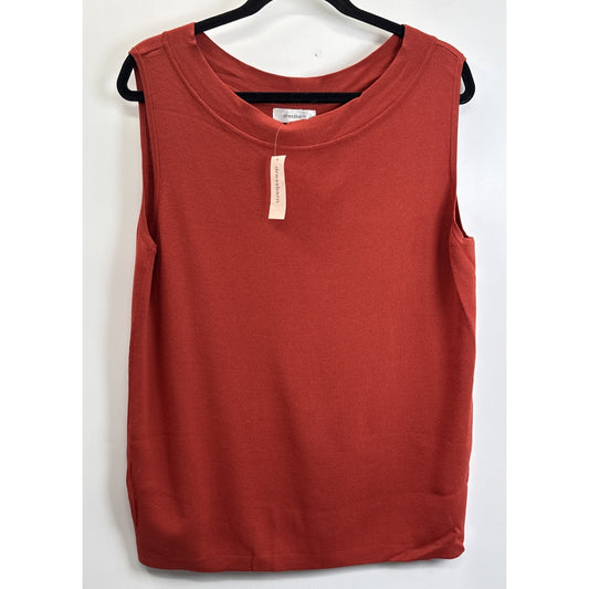 Dressbarn Woman Plus Size 18/20 Burnt Orange Knit Sleeveless Tank Top Sweater