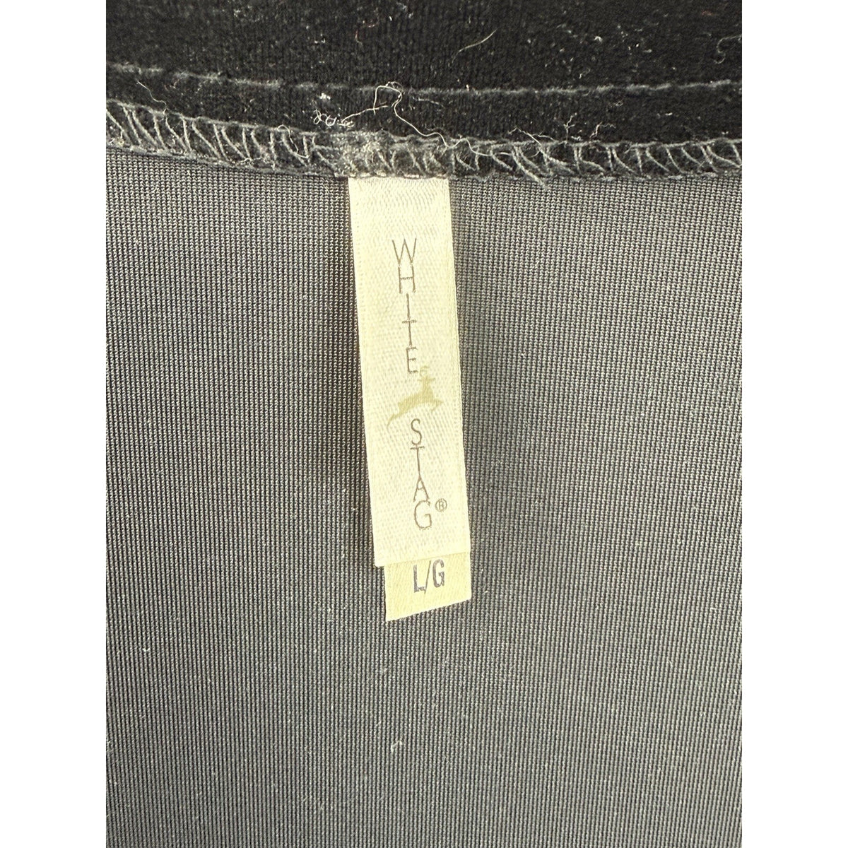 White Stag Faux Twin Set Top Women’s Black Large Velvet Look Open Front Classic