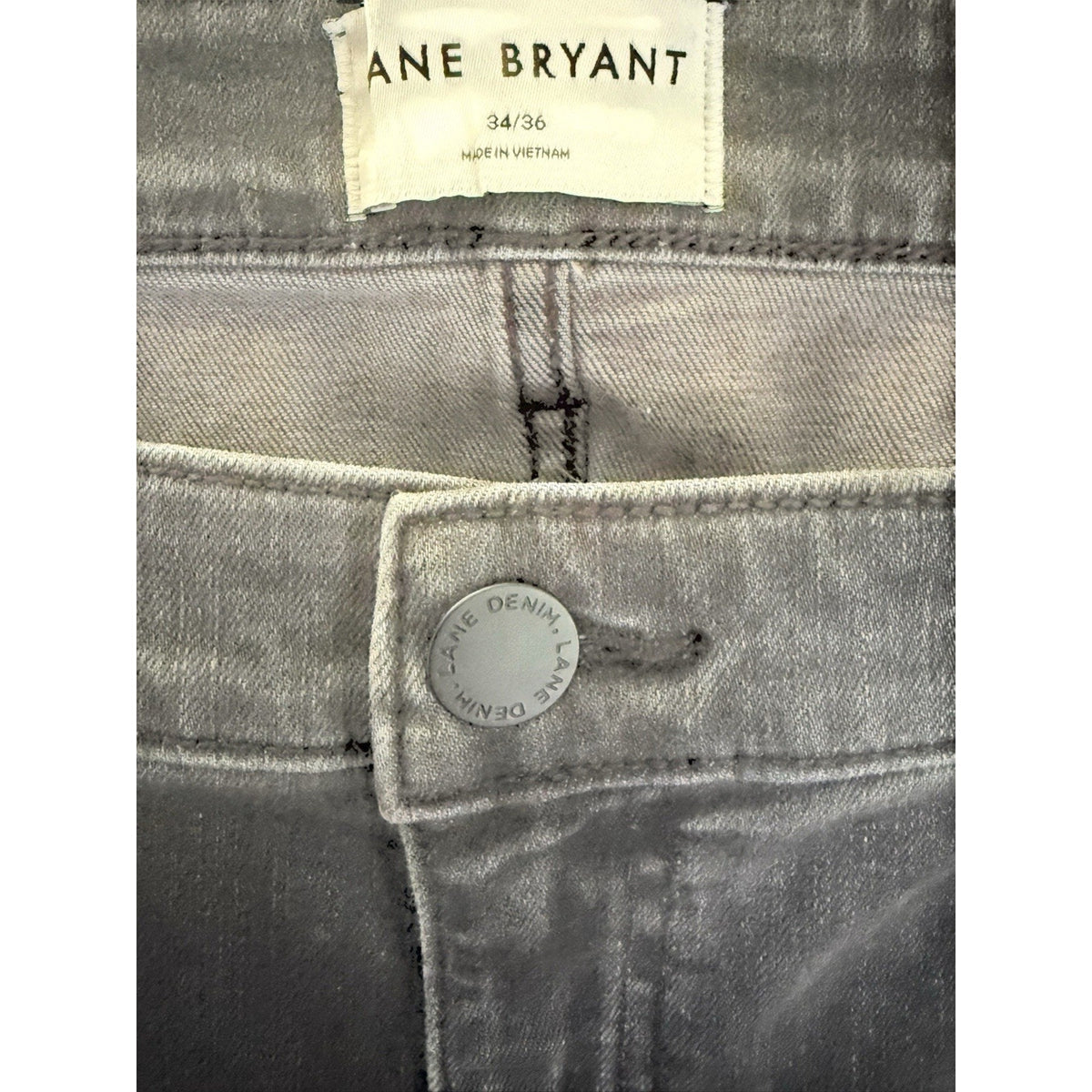 Lane Bryant Signature Fit Mid-Rise Charcoal Wash Straight Stretch Jeans