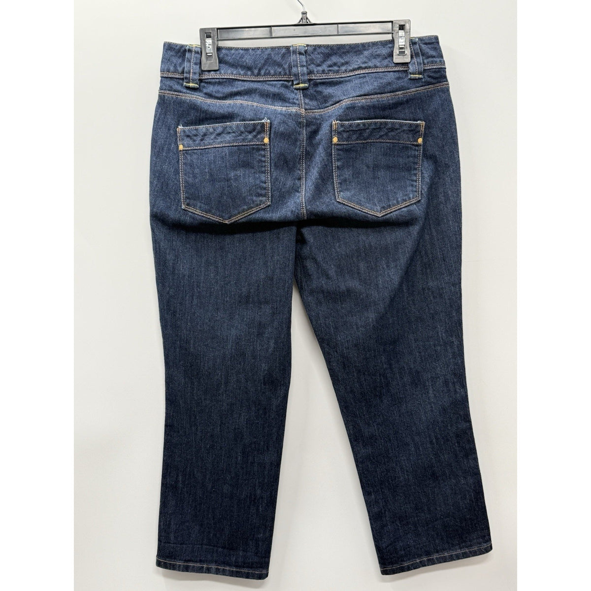 New York & Company Womens Size 10 Dark Wash Denim Capri Jeans Stretch Mid Rise
