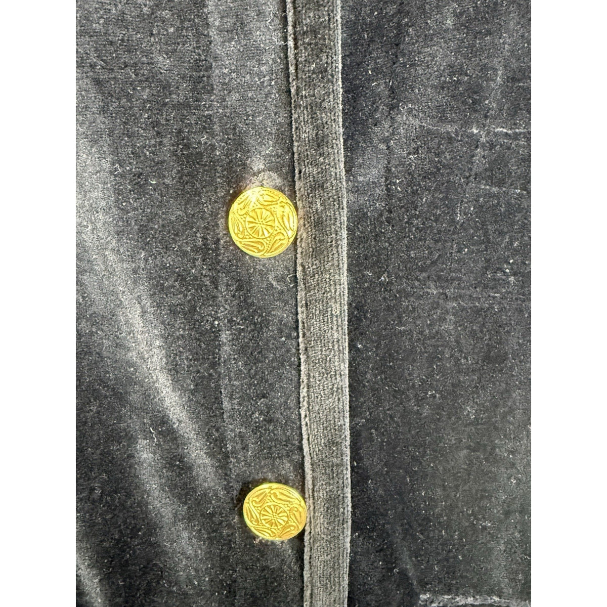VTG Talbots Black Velvet Button Front Jacket Cardigan Gold Buttons Soft Grunge