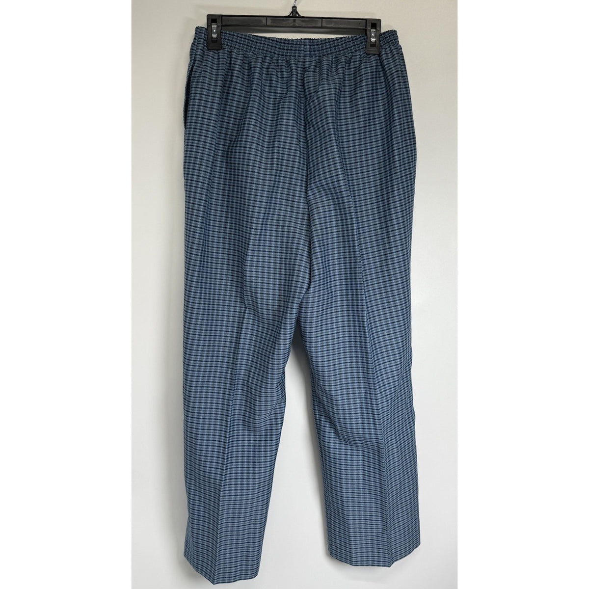 Haband Womens 16P Blue Plaid Pull On Pants Elastic Waist Straight Leg 27.5”