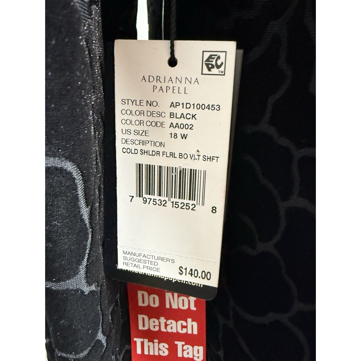 Adrianna Papell 18W NWT Dress Black Velvet Burnout Cold Shoulder Shift Lined⁠