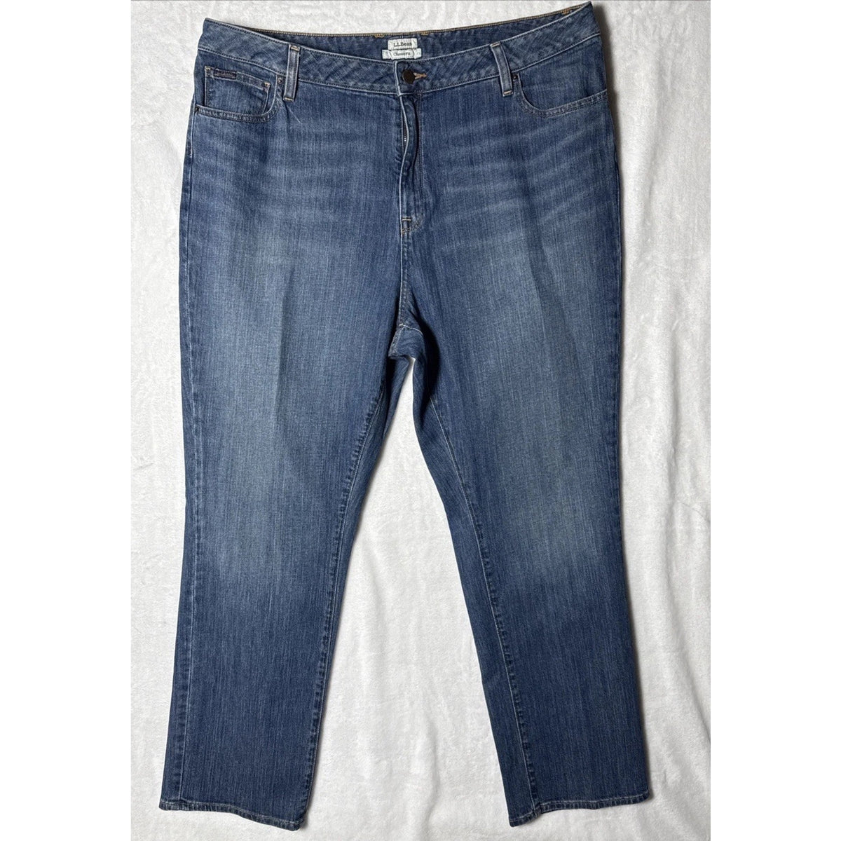 LL Bean Denim Blue Jeans Women’s Sz 18W Regular 5 Pocket Cotton Blend Casual