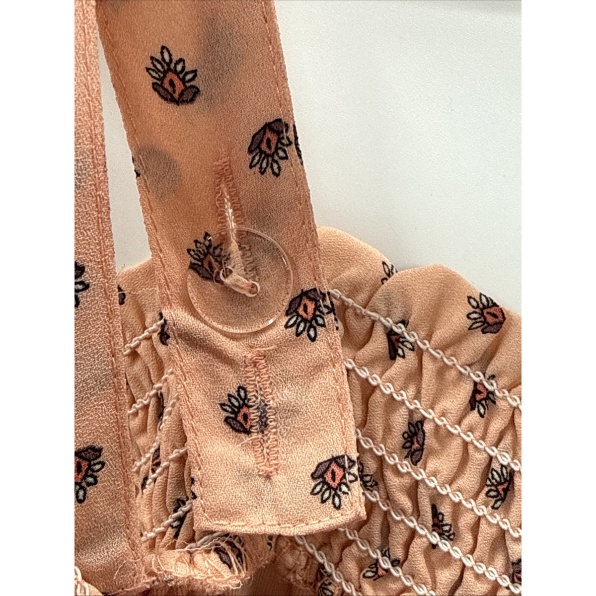 Luxology Boho Paisley Off Shoulder Dress Peach Smocked Festival Size 18