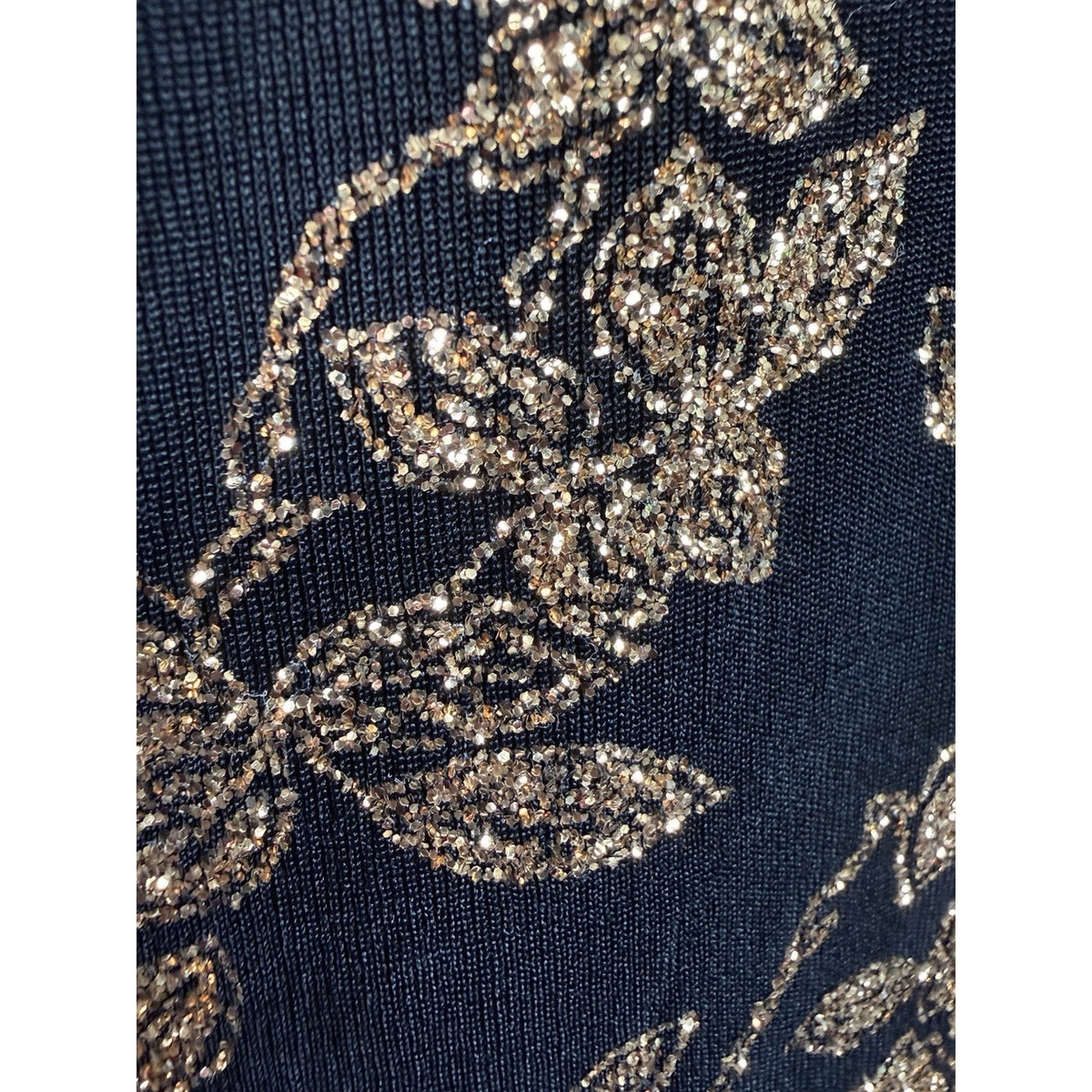 Metaphor Gold Floral Glitter Tank Top Black Slinky Sleeveless Evening Blouse