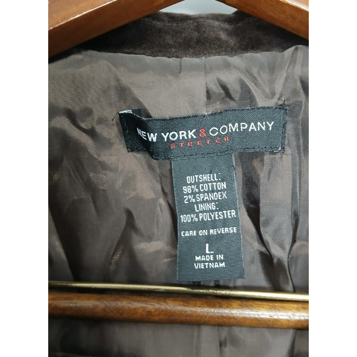 New York & Co Womens Sz Large Brown Velvet Retro Swing Short Jacket 3/4 Sleeve