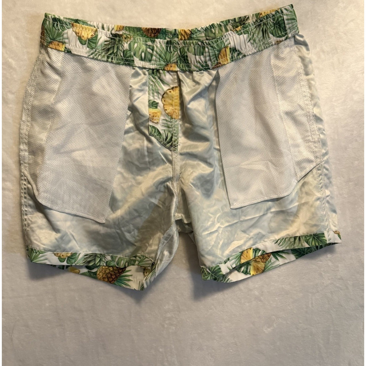 Ring of Fire Men's Pineapple Print Swim Trunks Sz L Drawstring