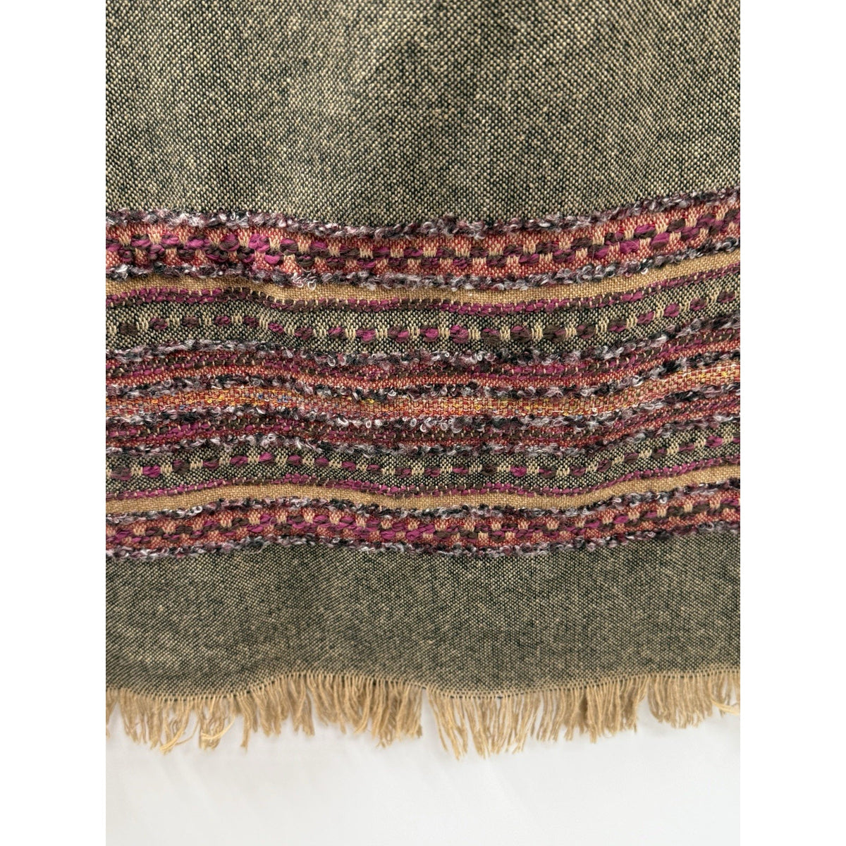 Sag Harbor Womens Size 14 Brown Wool Blend Midi Skirt Fringe Boho Southwestern