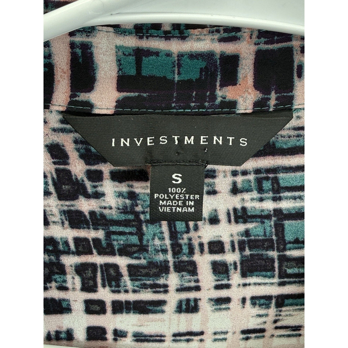 Investments Womens Small Abstract Print Peplum Tunic Blouse 3/4 Sleeve
