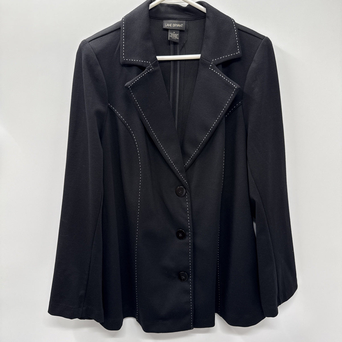 Lane Bryant Blazer Womens 18 Black Three Button Stretch Career Jacket Workwear