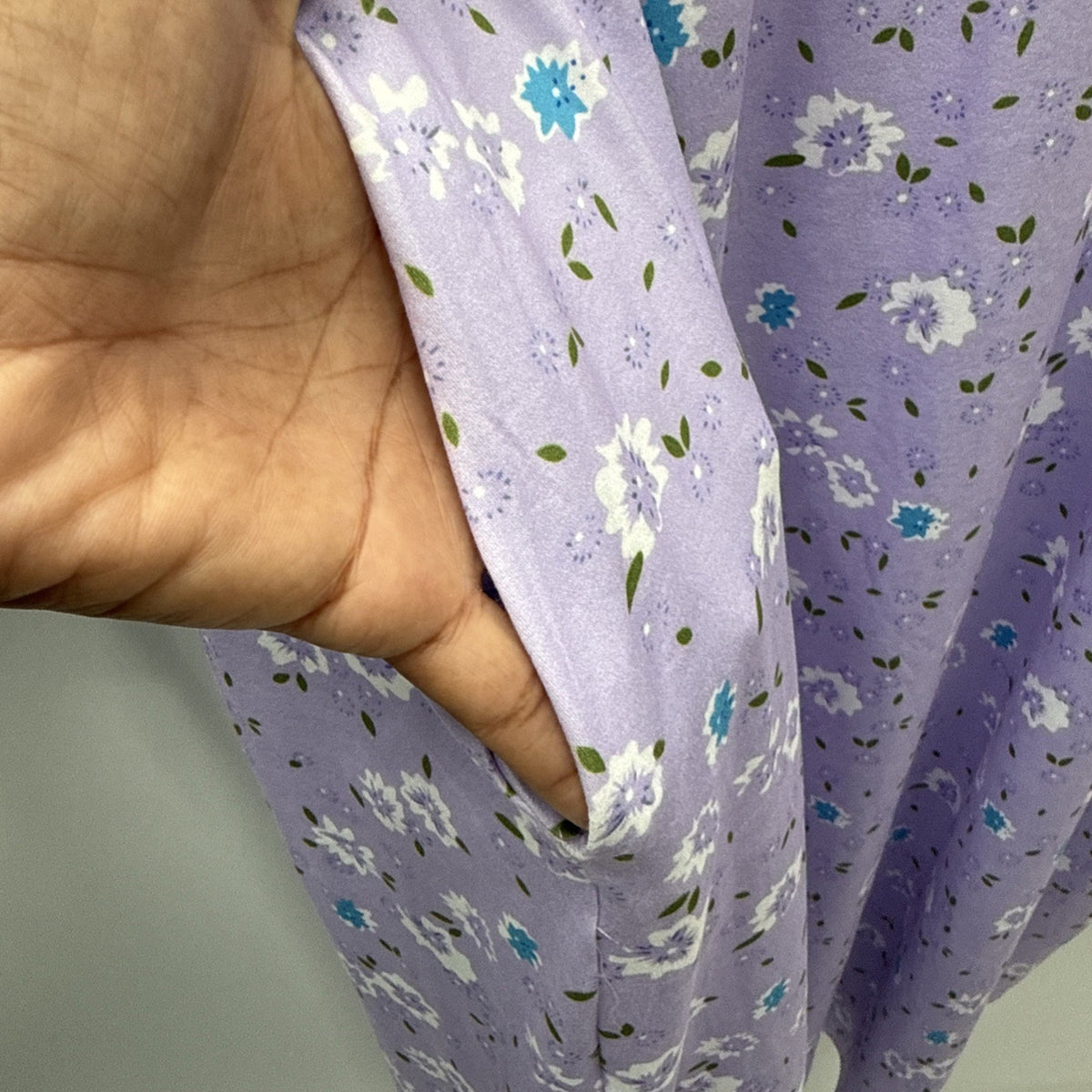 EKOUAER 4X Purple Floral House Dress Nightgown Long Sleeve Pockets Sleepwear