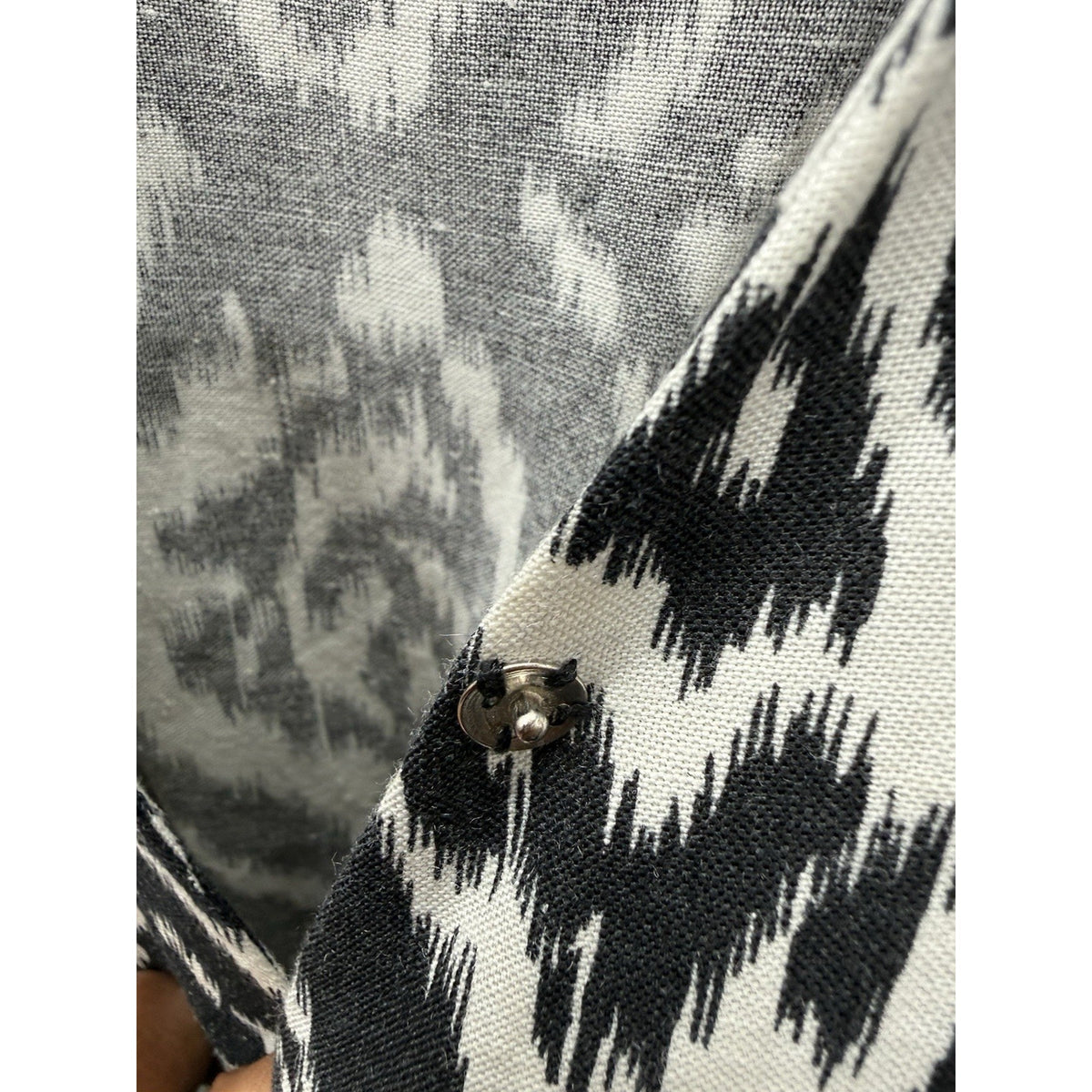 Ashley Stewart Linen Blend Jumpsuit Size 20 Black Tan Ikat Zip Slash Pockets