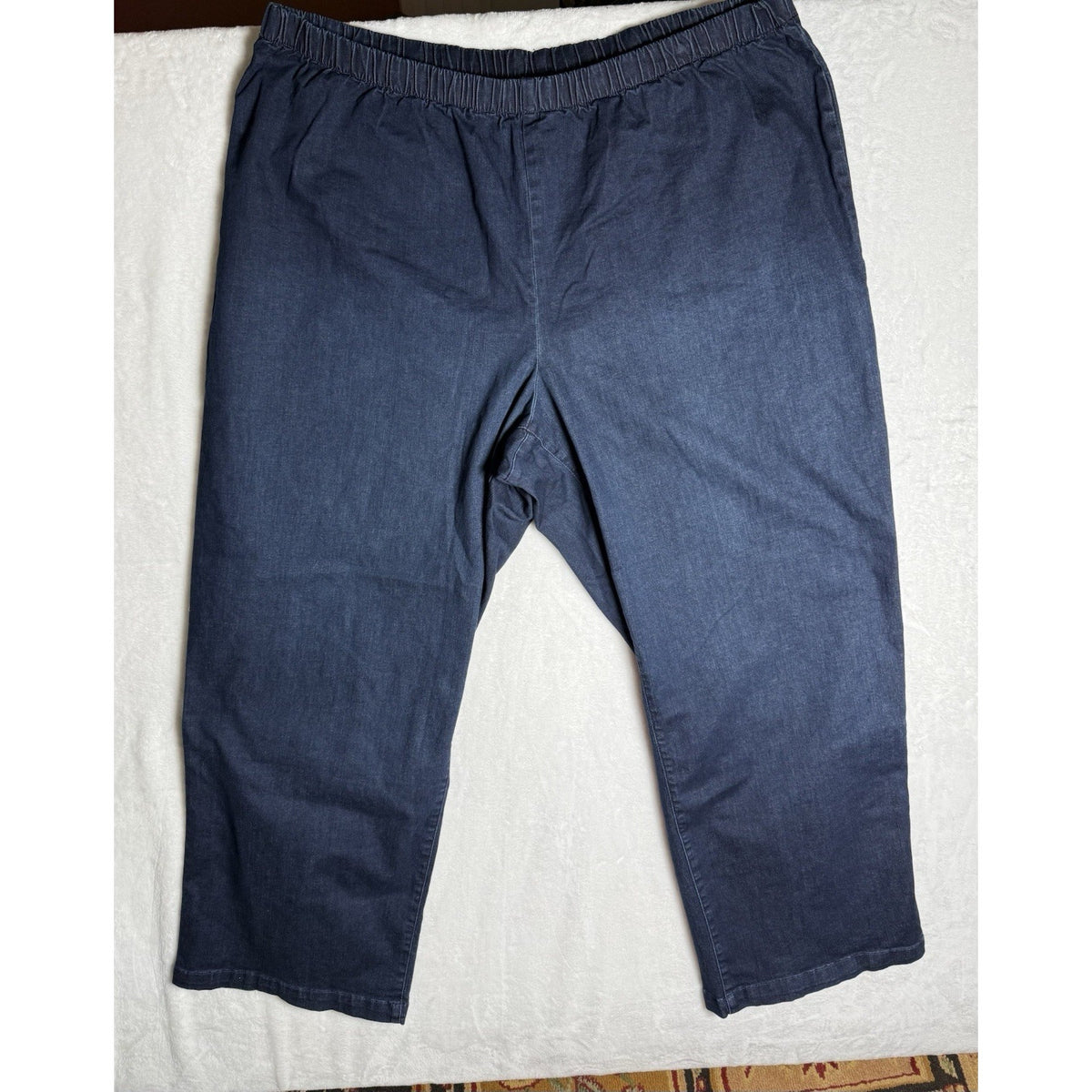 Woman Within Pull On Jeans Womens 30W Dark Wash Straight Leg Stretch Plus Size