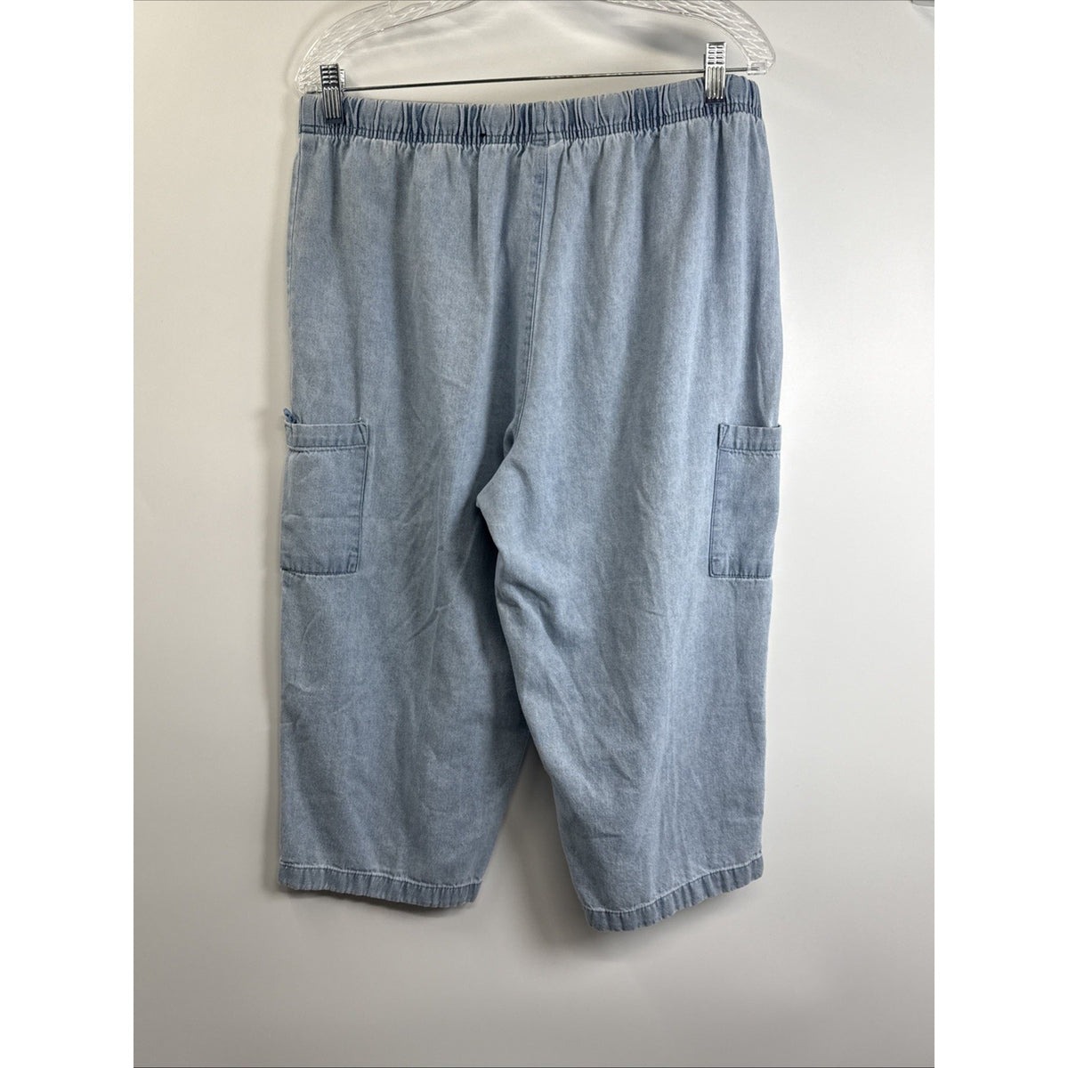 Basic Edition Jeans Women Large Pull On Draw String Waist Light Wash Normcore