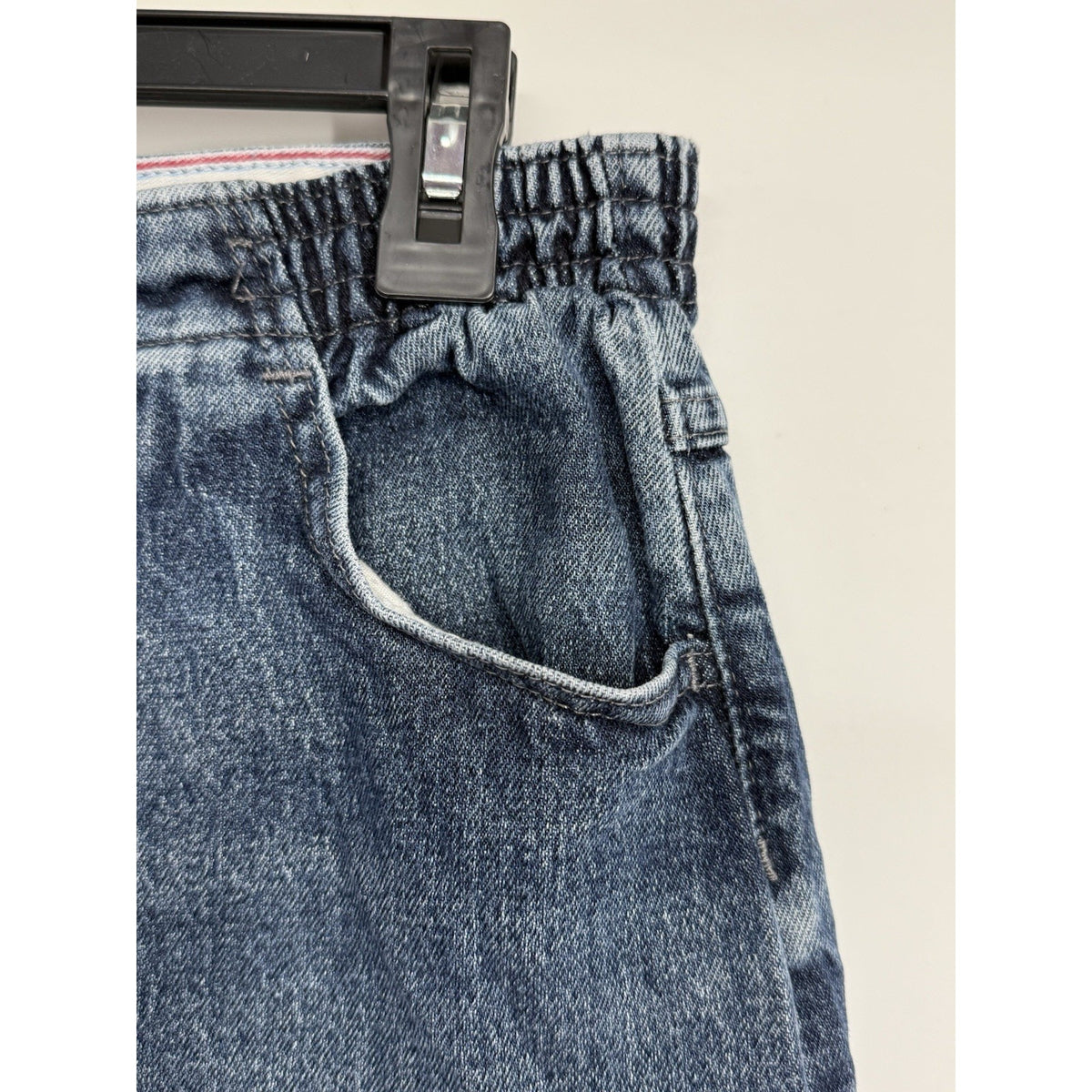 Lee Womens 12 Petite Elastic Waist Jeans Straight Leg Denim Mid Rise