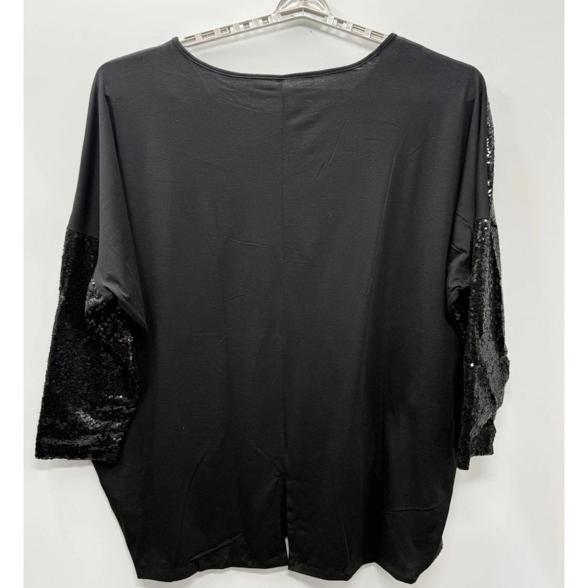 Roaman’s 18/20 L Black Sequin Colorblock Tunic Top Plus Size Party Evening