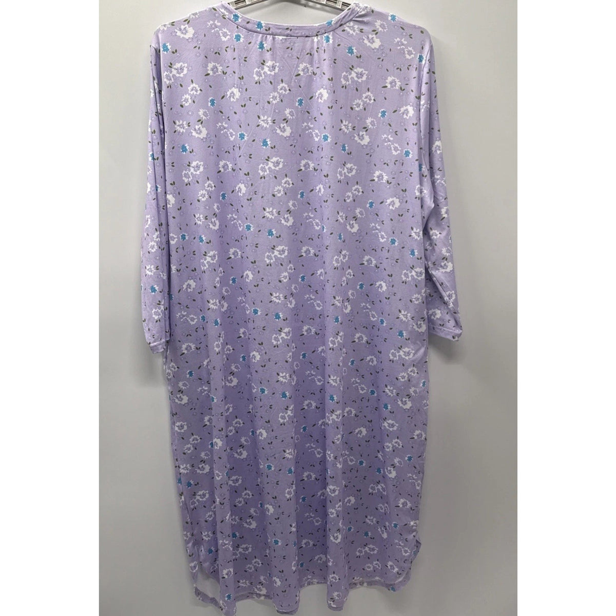 EKOUAER 4X Purple Floral House Dress Nightgown Long Sleeve Pockets Sleepwear