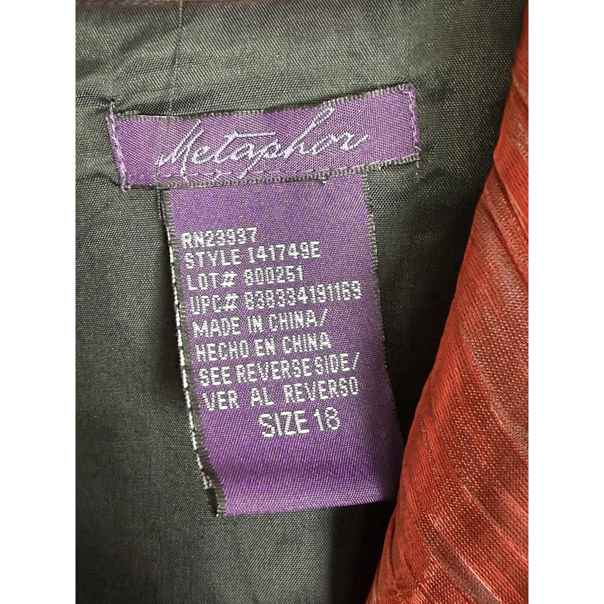 Metaphor Red Metallic Pleated Jacket Womens 18 Glam Gothic Romantic Whimsigoth