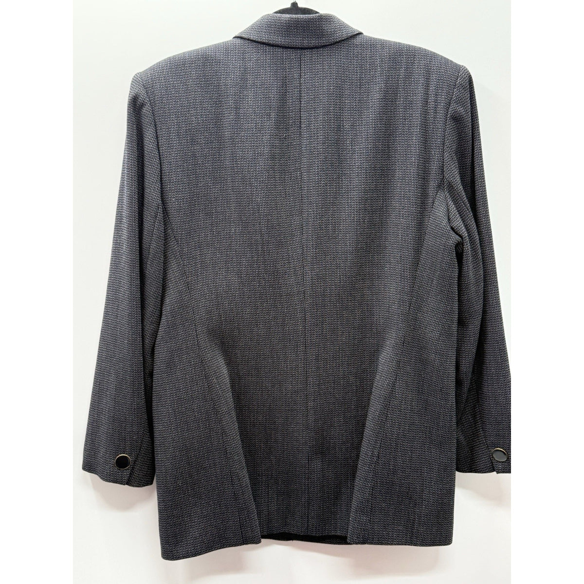 Vintage Jones New York Wool Blazer Womens 14 Black Gray Double Breasted
