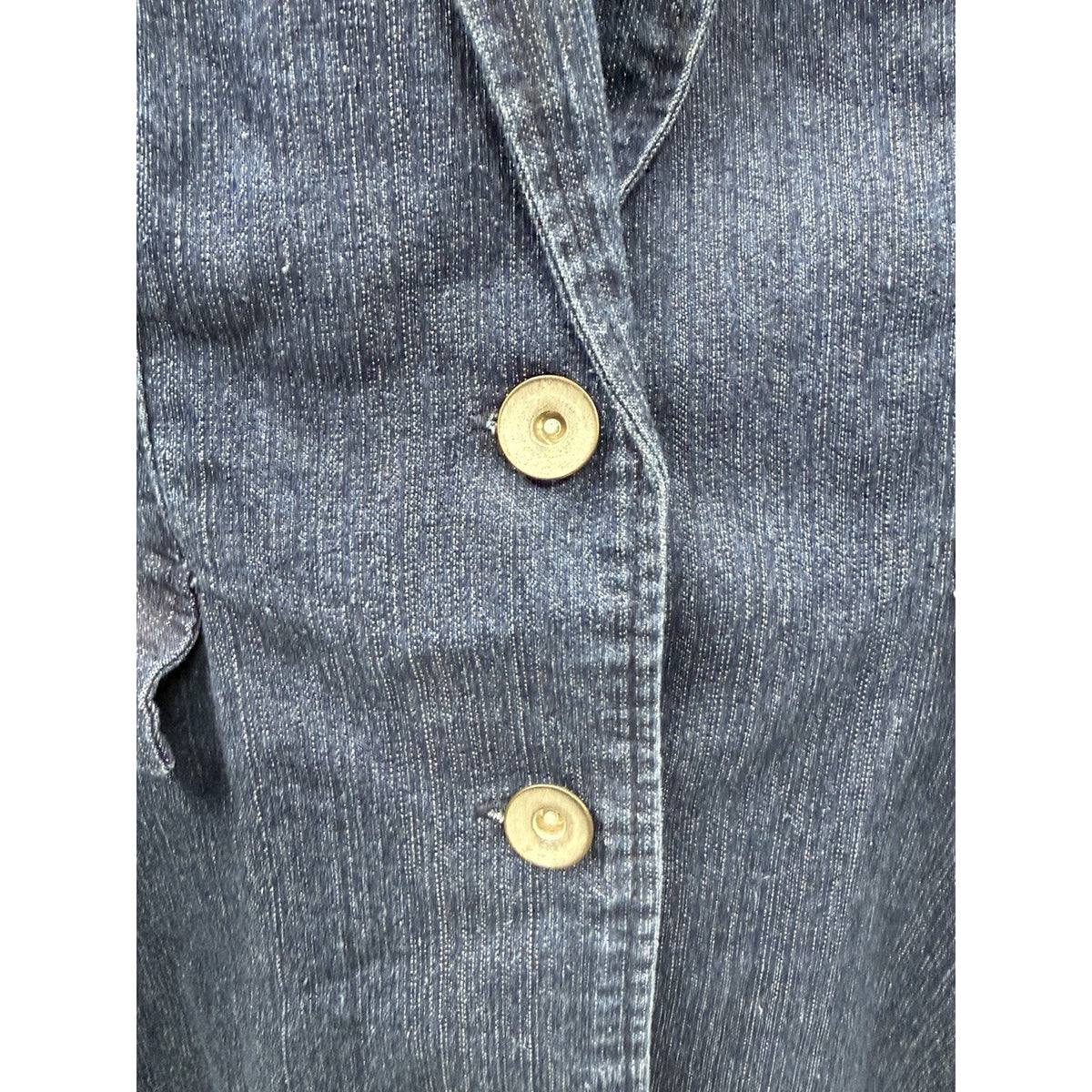 D.F.A New York Denim Blazer Women Long Sleeve Button Front Blue Sz XL Stretch