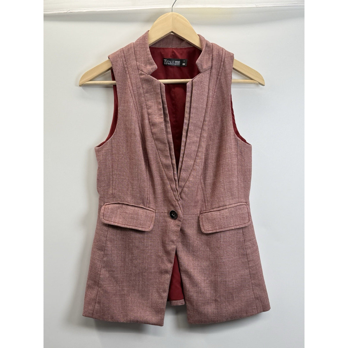 7th Avenue NY & Co Sleeveless Blazer Vest Womens 2 Red Career Dark Academia