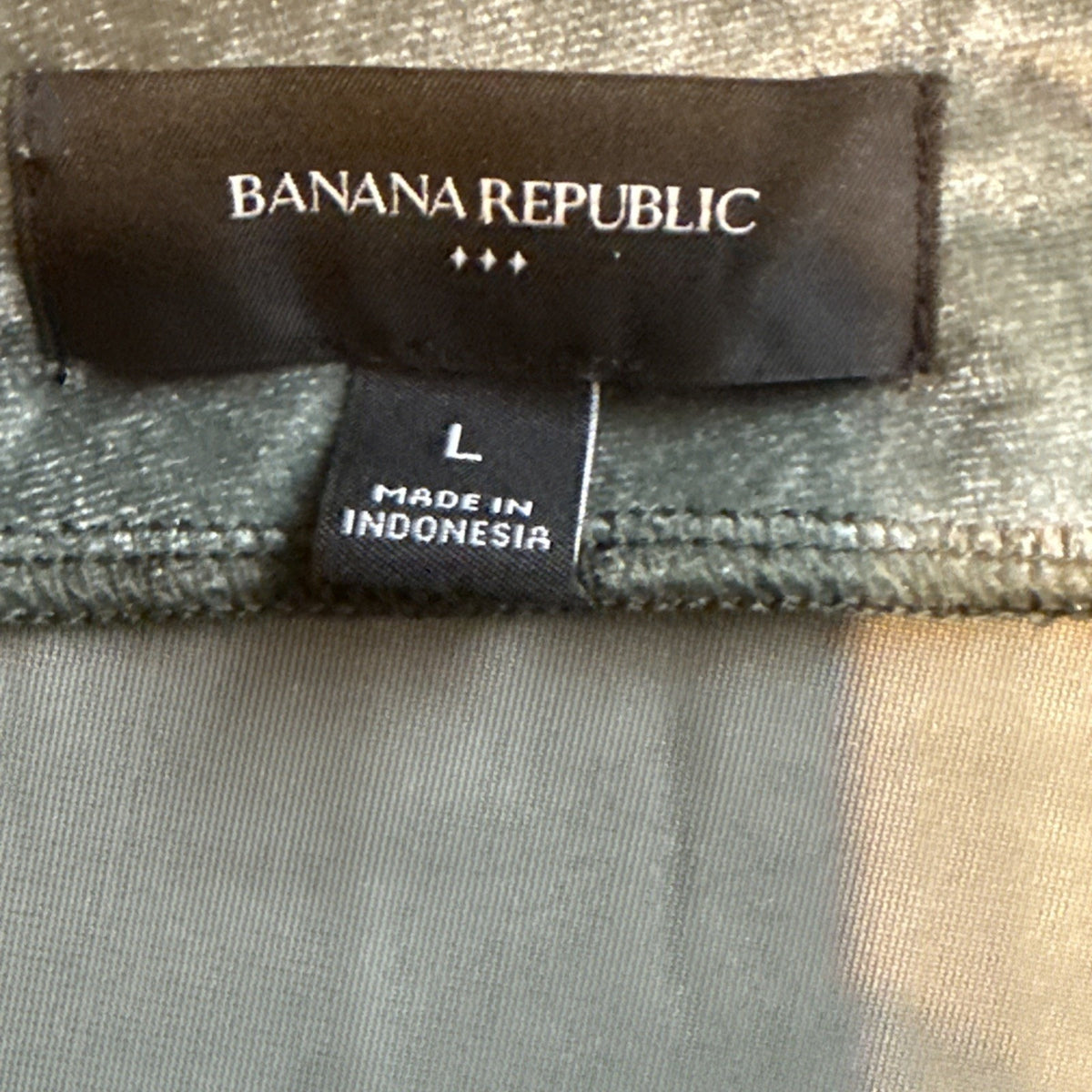 Banana Republic Sage Green Velvet Top Large Draped Neck Soft Glam Minimalist