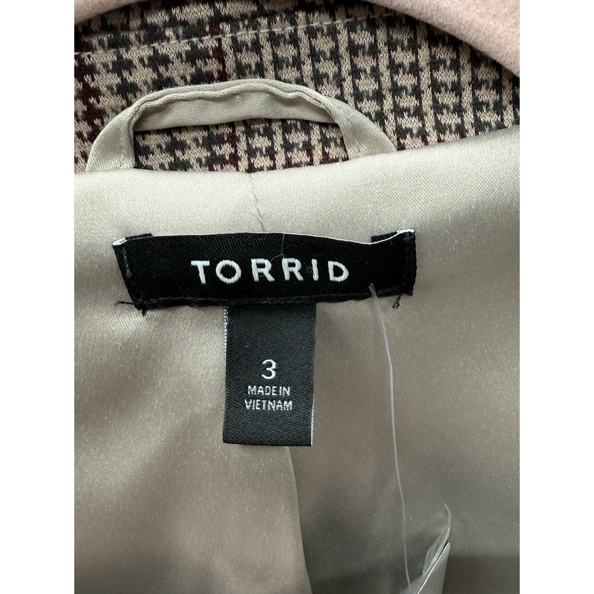 Torrid 3X Plaid Blazer Pink Taupe Houndstooth One Button Career Jacket NWT