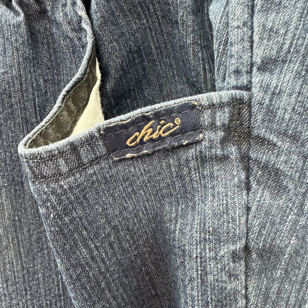 Chic Jeans Women’s Sz 18W Petite Elastic Waist Pull On Straight Leg Denim Pocket