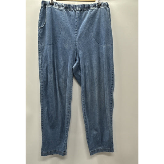 croft &barrow Jeans Women Pull On Elastic Waist Size 1X Short Pants Pockets