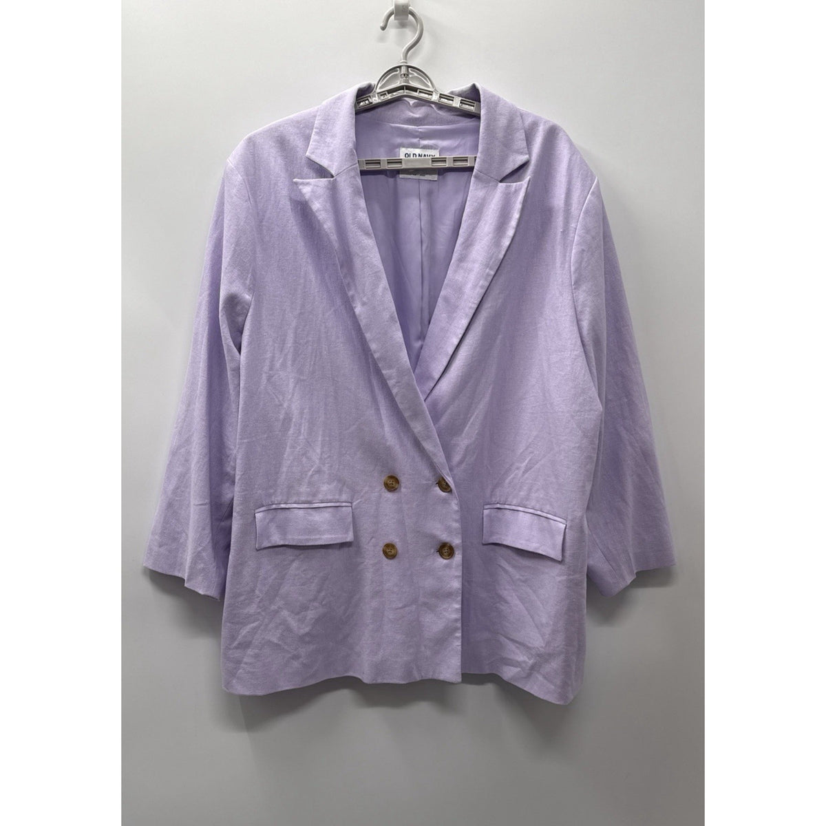 Old Navy Women’s 2X Lavender Linen Blend Blazer Double Breasted Lined Jacket