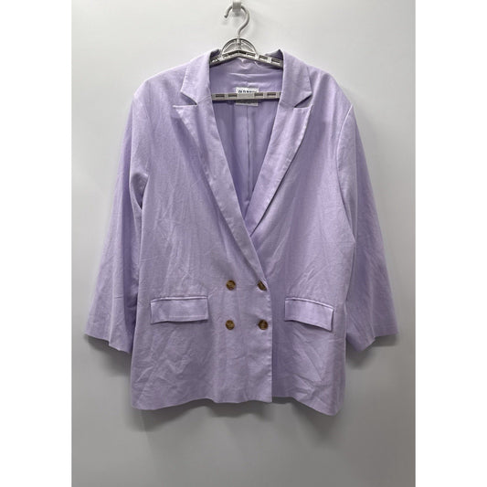 Old Navy Women’s 2X Lavender Linen Blend Blazer Double Breasted Lined Jacket
