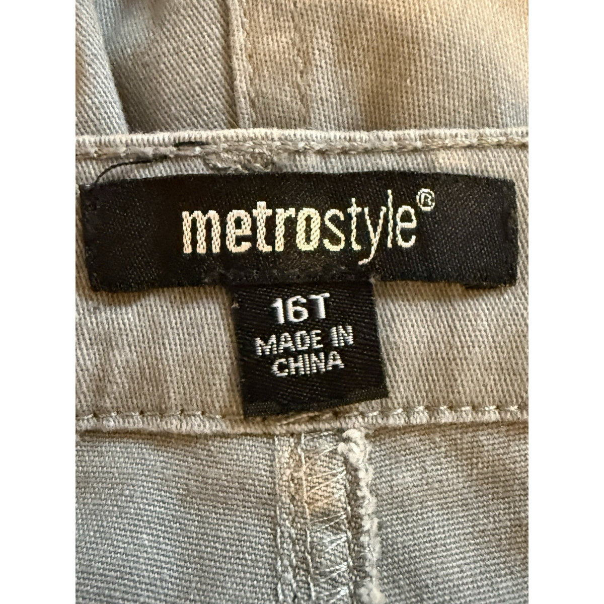 Metrostyle Pants Womens 16T Tall Gray Wide Leg Button Fly Stretch Cotton