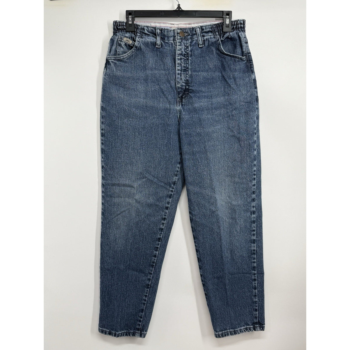 Lee Womens 12 Petite Elastic Waist Jeans Straight Leg Denim Mid Rise