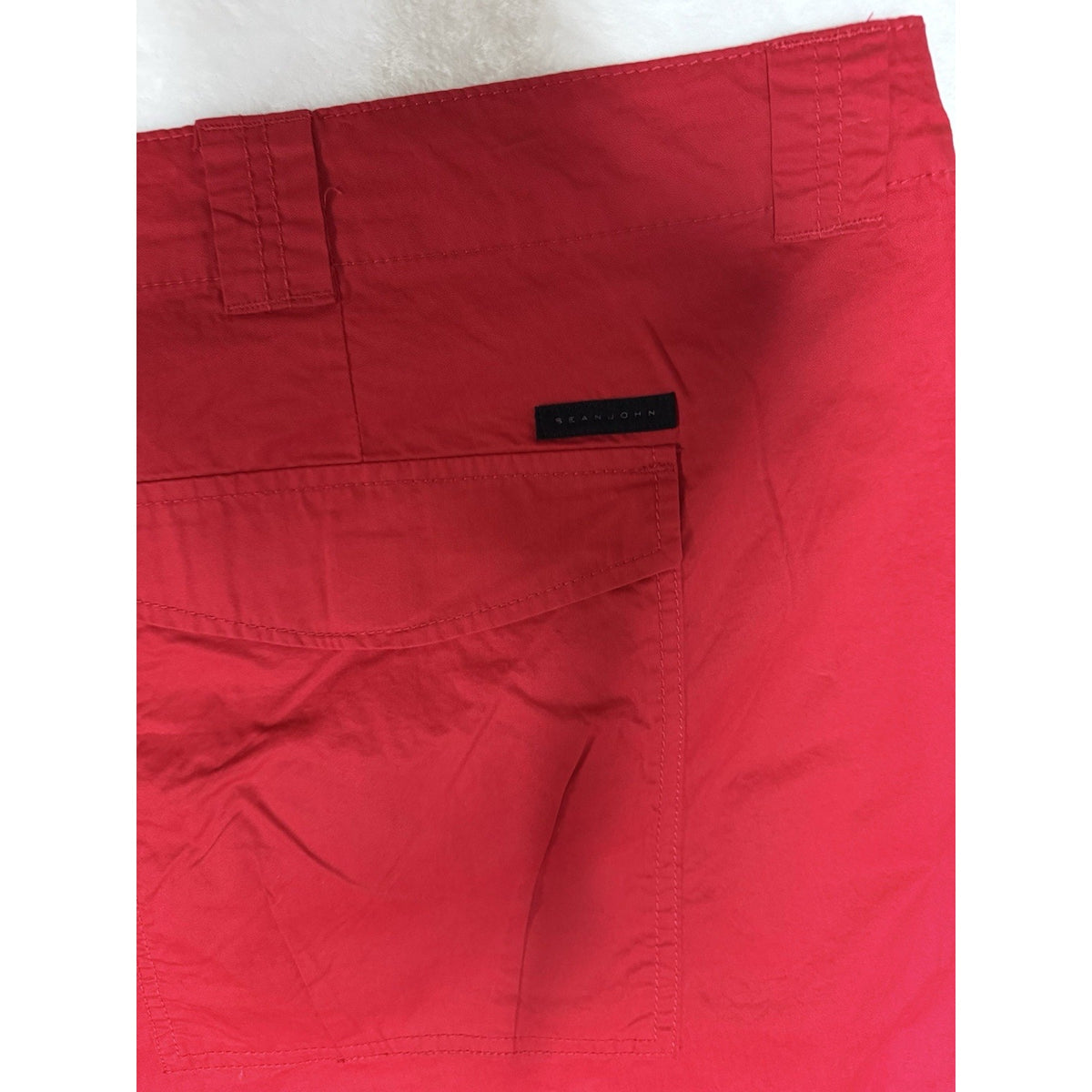 Sean John Cargo Shorts Mens 56B Red Utility Hiking Outdoor Cotton Drawstring