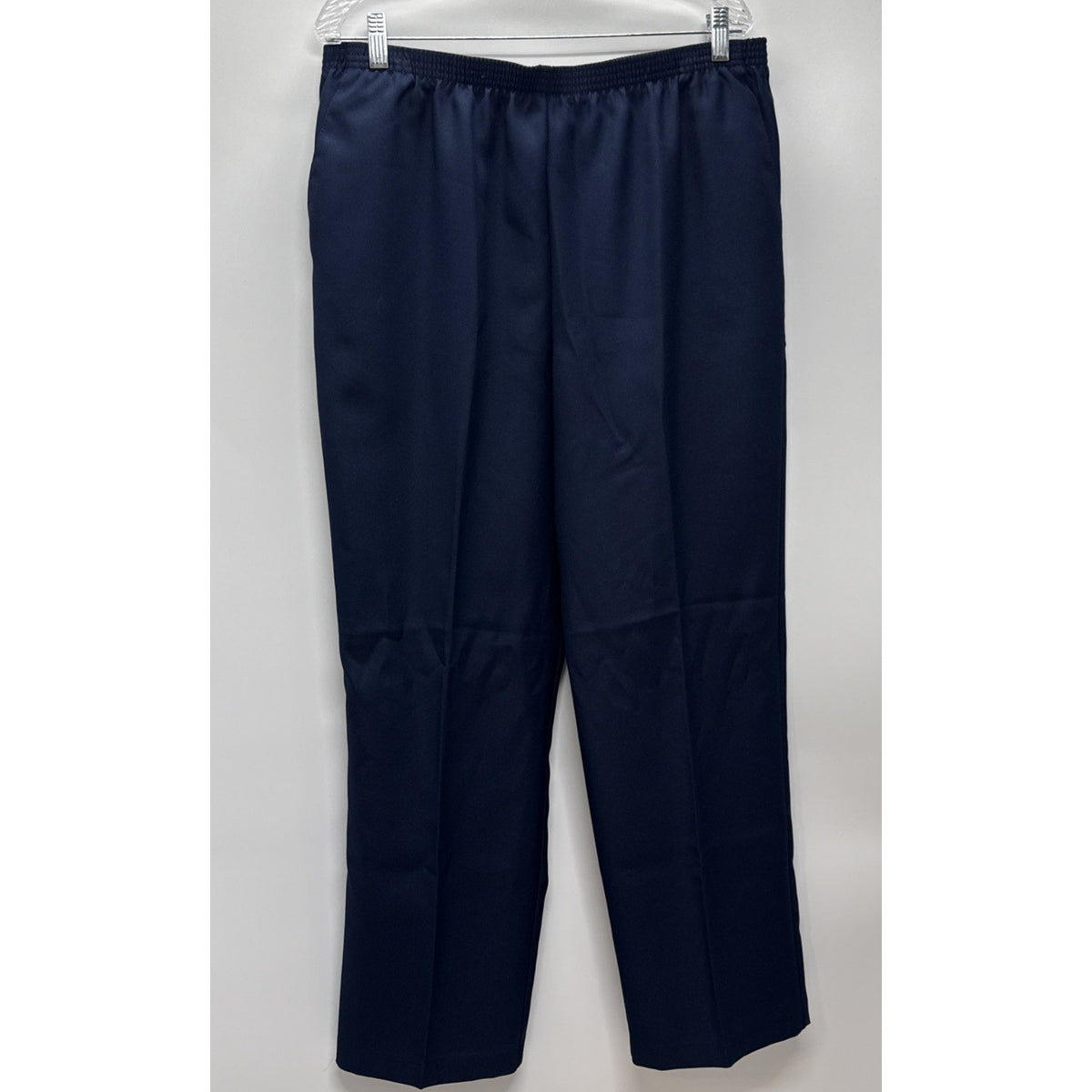 Alfred Dunner Pull On Pants Size 16 Navy Blue Straight Leg Classic