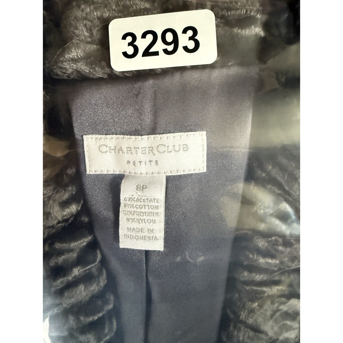 Charter Club (Flawed) Petite Faux Fur Textured Jacket Gray 8P Cropped Glam Chic