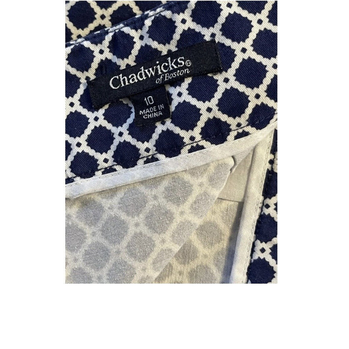 Chadwicks of Boston A Line Skirt Classic Stretch Size 10 Navy Blue White Pockets