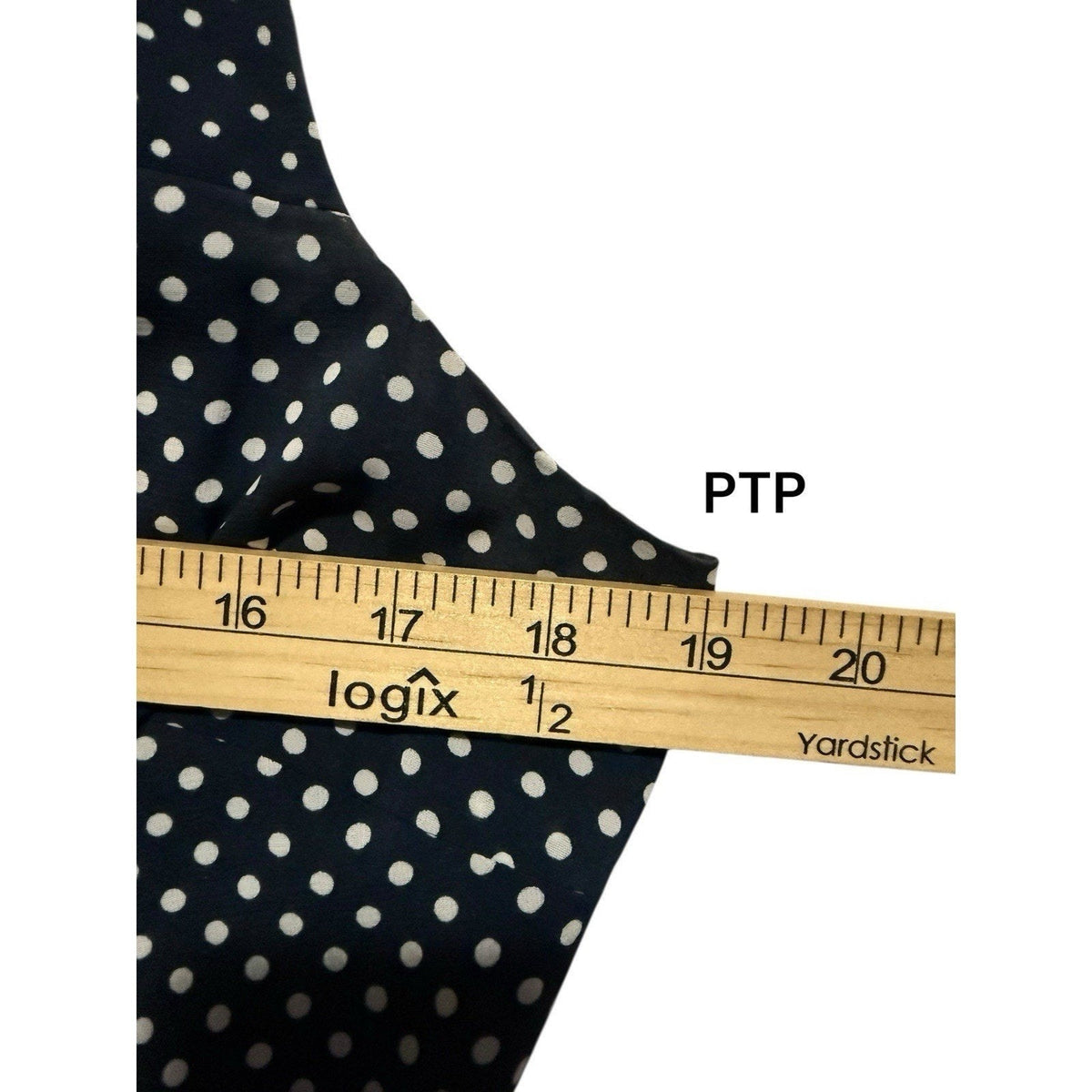 The limited Women’s Size 12 Blue polkadots sleevless Fit & Flare Faux Wrap Dress