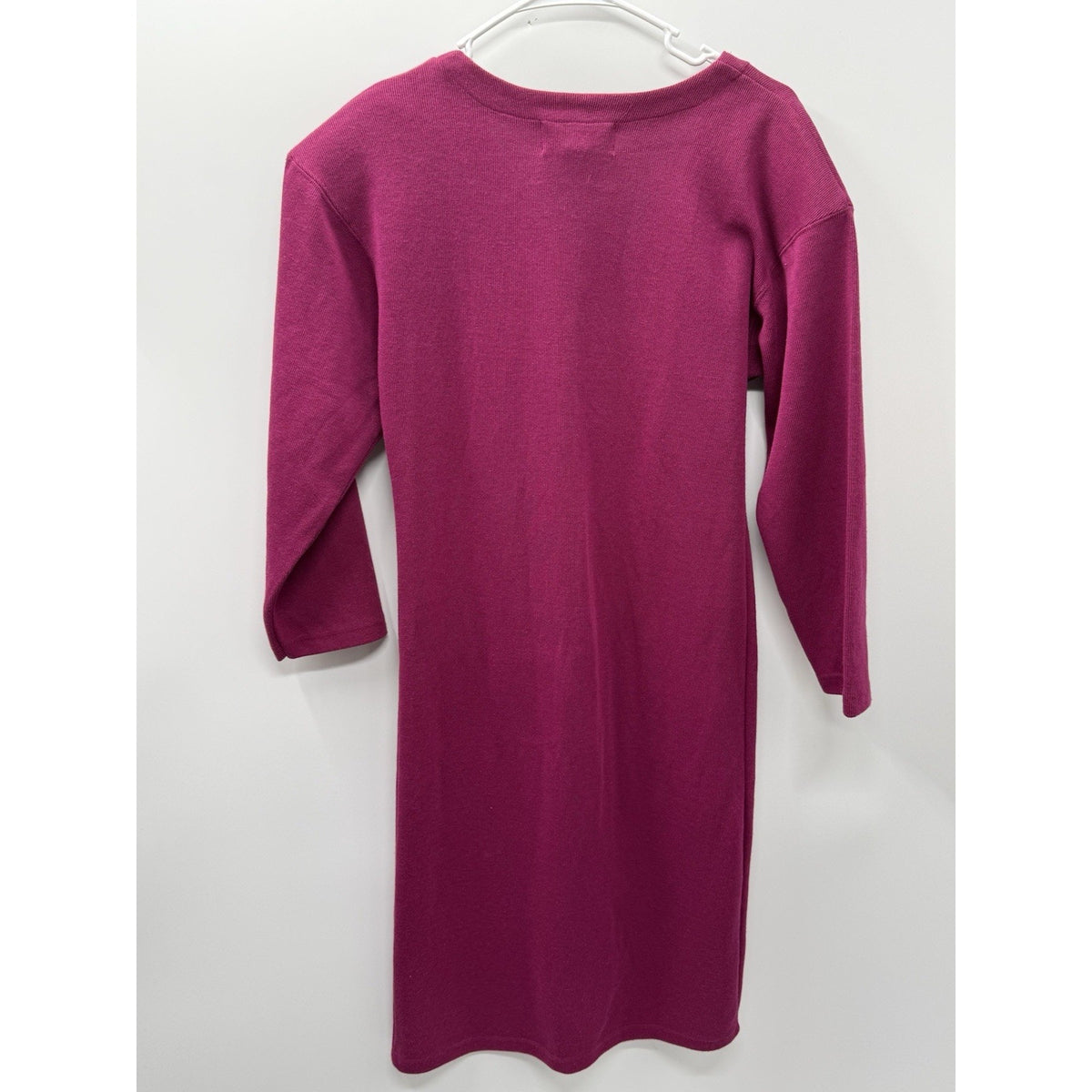 Carolina Bay Womens M Pink Button Front Ribbed Knit Dress 3/4 Sleeve Vintage